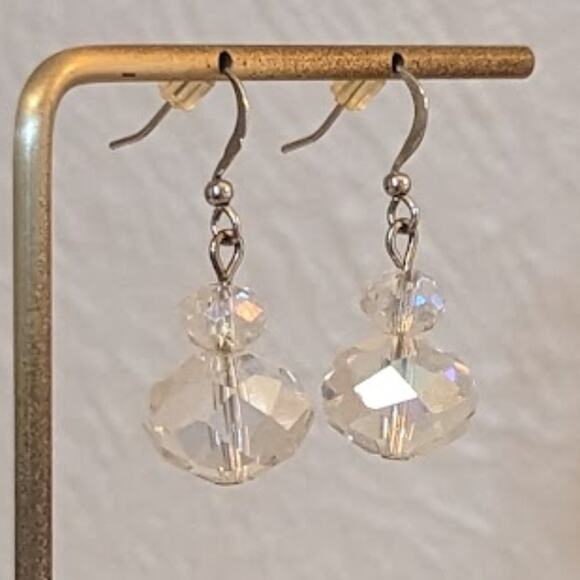Glass Crystal AB Dangle Earrings - Picture 2 of 4